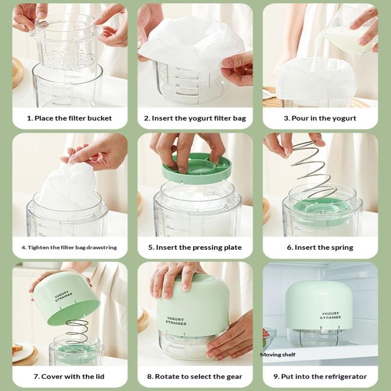 Yogurt Strainer 4 Gear Squeezing Fast Filtration For Home Creamy Greek Yogurt Whey Separator Household Kitchen Accessories