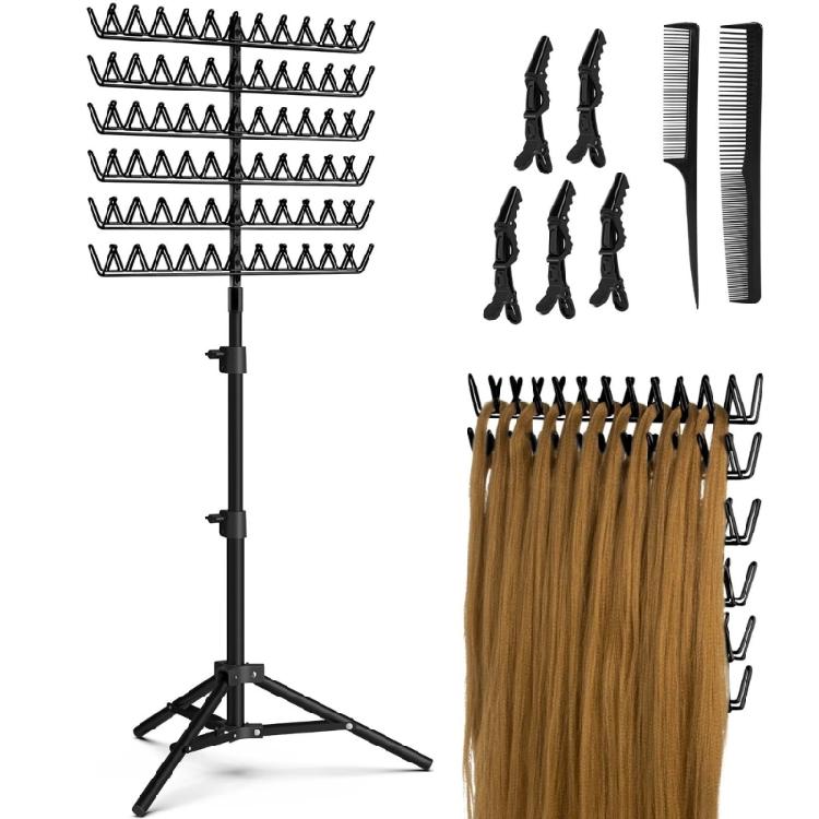 Braiding Hair Rack Hair Extension Holder Hanger,Hair Stand with Stylist Hair Braiding Tool for Hair Salon Home Traveling