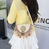 Contrasting color hand-woven fringed small square bag 2025 new summer versatile casual ethnic style shoulder messenger bag
