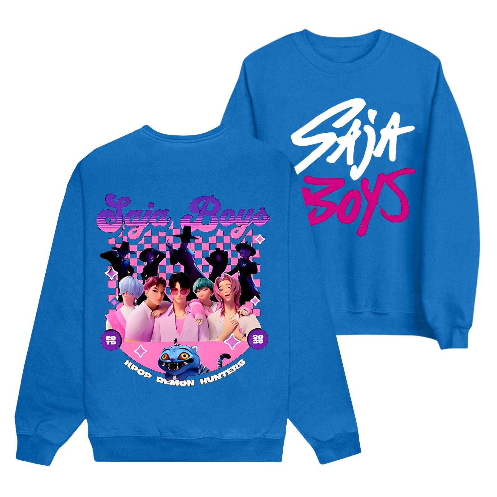 

Жіночий модний повсякденний світшот з принтом, з довгим рукавом і круглим вирізом M синій