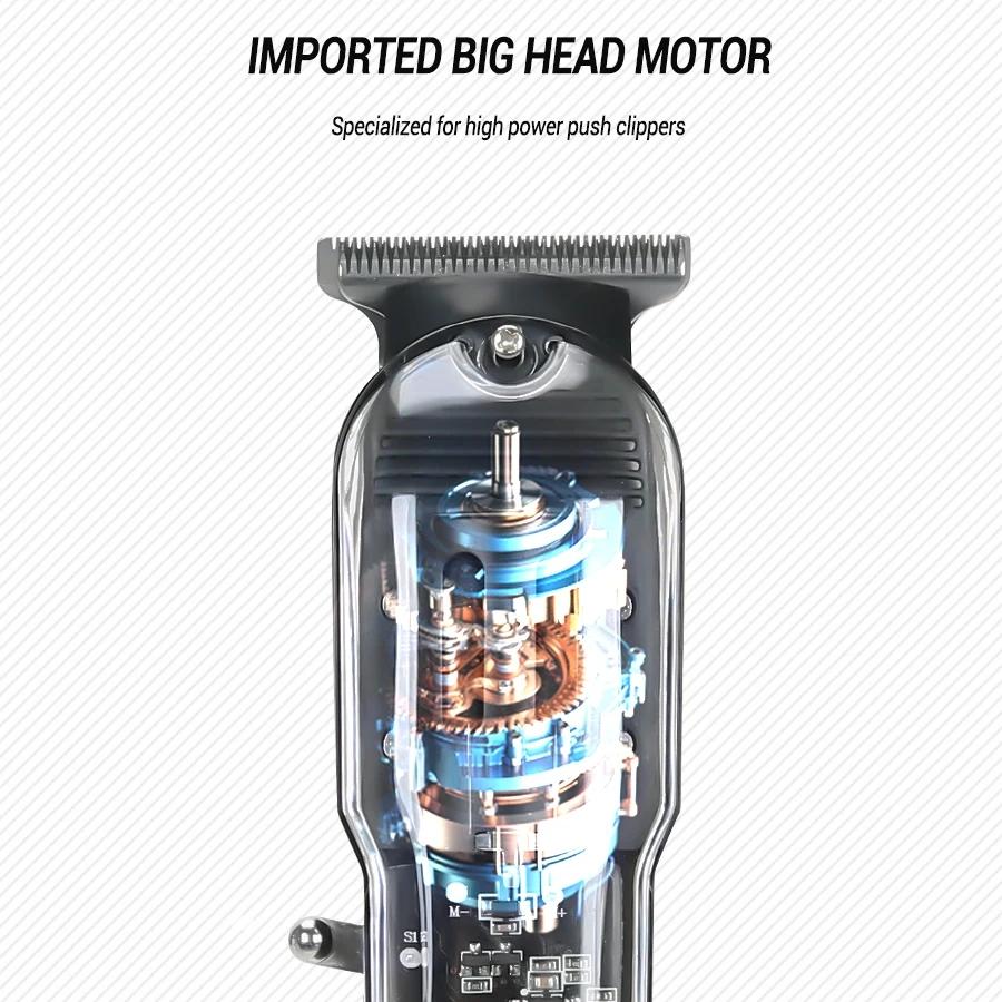 1PC Máquina de cortar cabelo profissional Máquina de cortar cabelo recarregável Aparador de cabelo elétrico transparente para homens Máquina de corte de cabelo sem fio