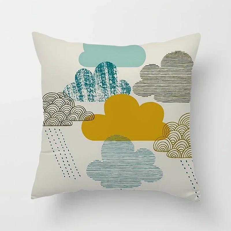 Multicolored Geometric Patterns Double-sided Printed Pillow Cover Short Plush Suitable Living Rooms Sofas Throw Cushion Cover