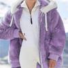 Women Loose Thick Plush Zipper Hooded Fall Winter Outerwear Coat