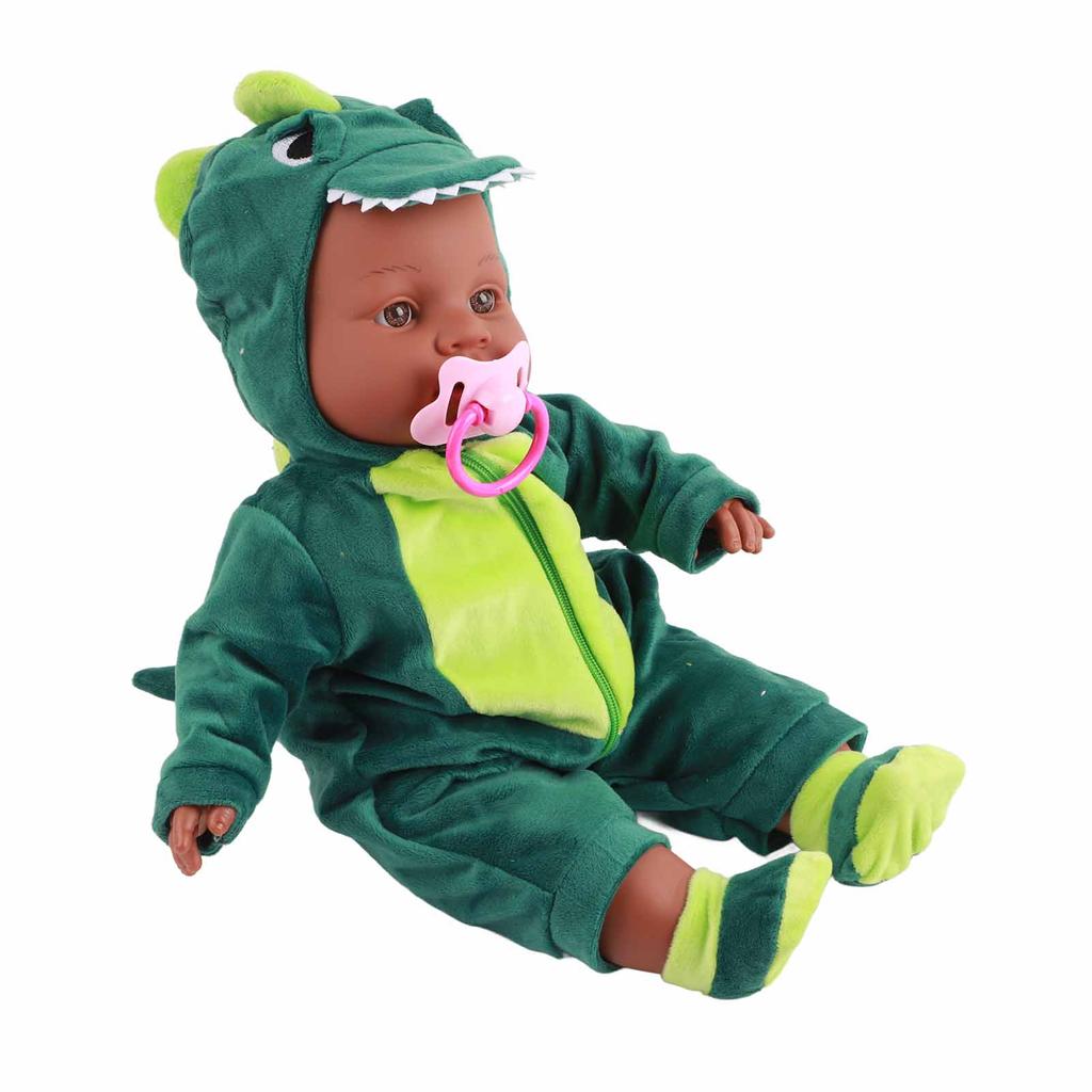 16 Inch Lifelike Baby Doll Cute Vinyl Baby Doll with Dinosaur One Piece Pajamas Pacifier for Kids