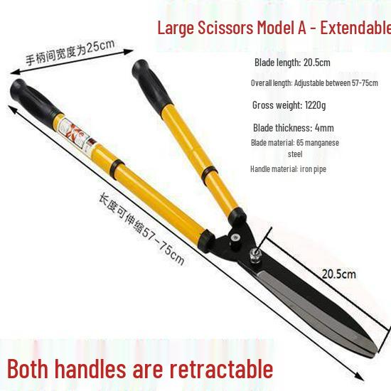 Telescopic Hedge & Lawn Shears - Garden Pruning and Weeding Tools with Big Scissors for Landscaping and Branch Trimming.