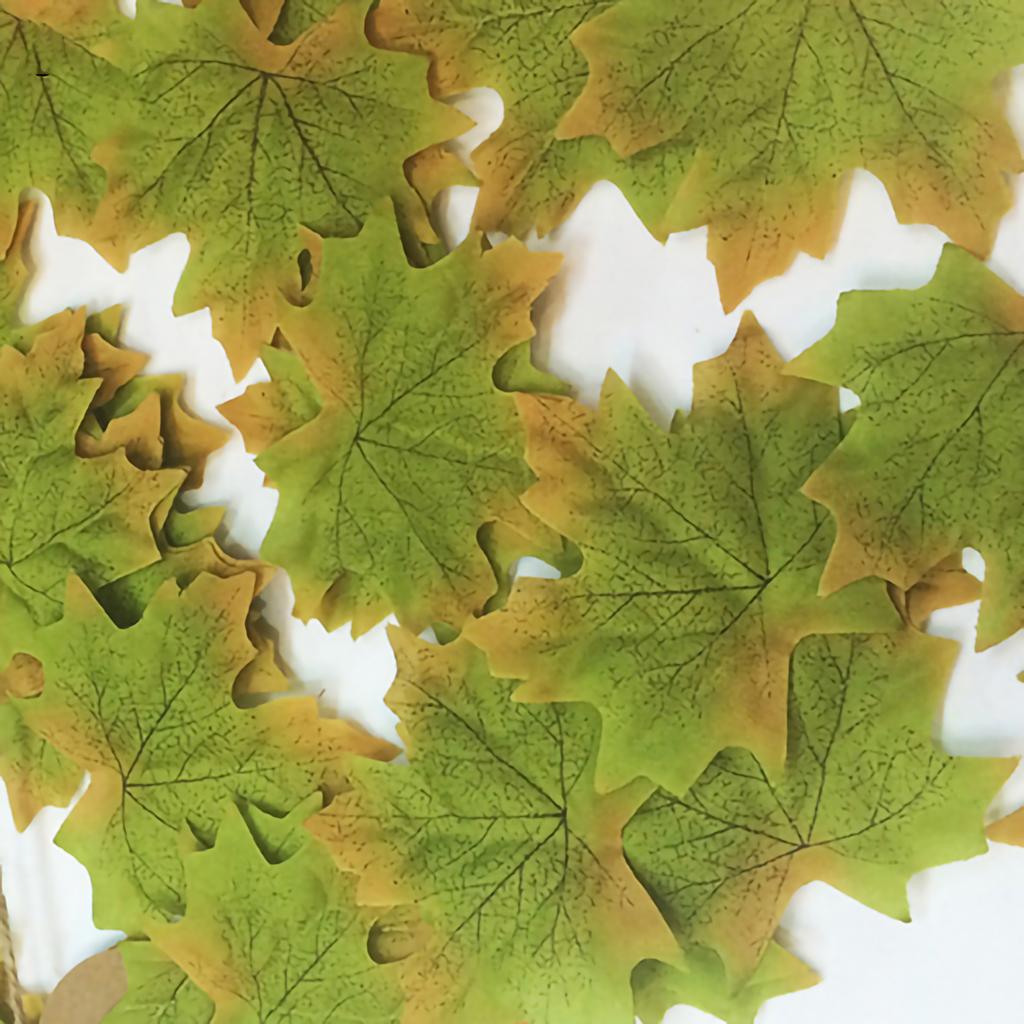 100 Pcs Fall Fake Silk Leaves Wedding Favor Autumn Maple Leaf Wedding Decoration