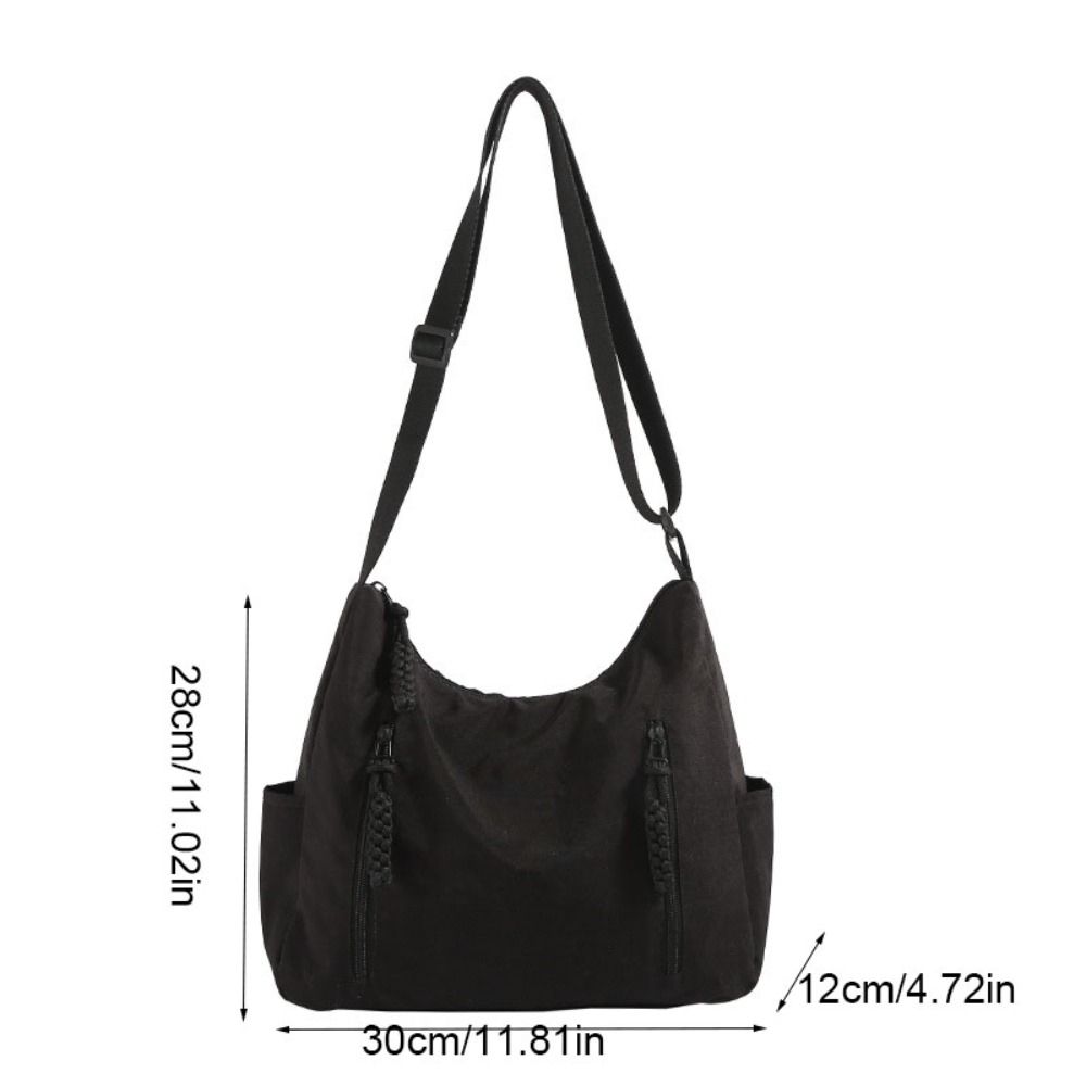 Multi-Pocket Oxford Cloth Crossbody Bag Solid Color Woman Crescent Bag Single Shoulder Bag School