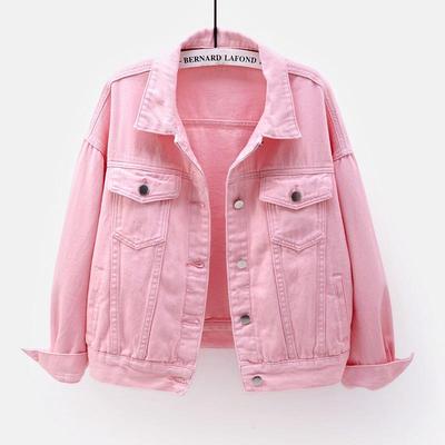 Giacca di Jeans Colorata Stile Coreano Taglie Forti da Donna - Corta, Vestibilità Ampia, Maniche Lunghe, Collezione Primavera & Autunno