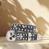 Metal Skull Buckle Belt for Women Men with Rhinestones Studded Sequins Hiphop Belt for Jeans Popular Waist Accessories