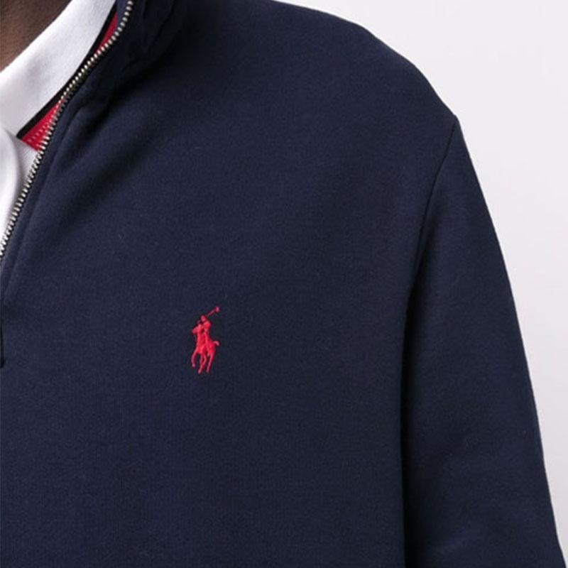 Polo Ralph Lauren Embroidered Pattern Long Sleeve Zip Fleece Hoodie Men Hoodies Blue 710849720-003