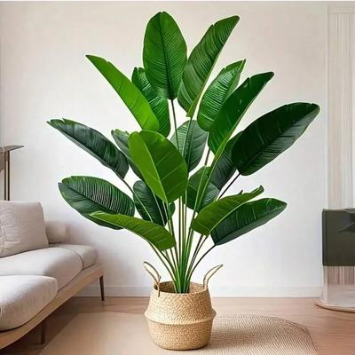 1 peça 18 Folhas Plantas Artificiais Grande Palmeira Tropical Folhas de Bananeira Falsas Toque Real para Decoração de Casa Jardim Festa 2025