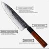 8 Inch Hamdmade Chef Knife 3 Layers Japanese AUS10 Steel Gyuto Knife High Carbon Kitchen Knives Cooking Tools with Knife Protector GRANDSHARP
