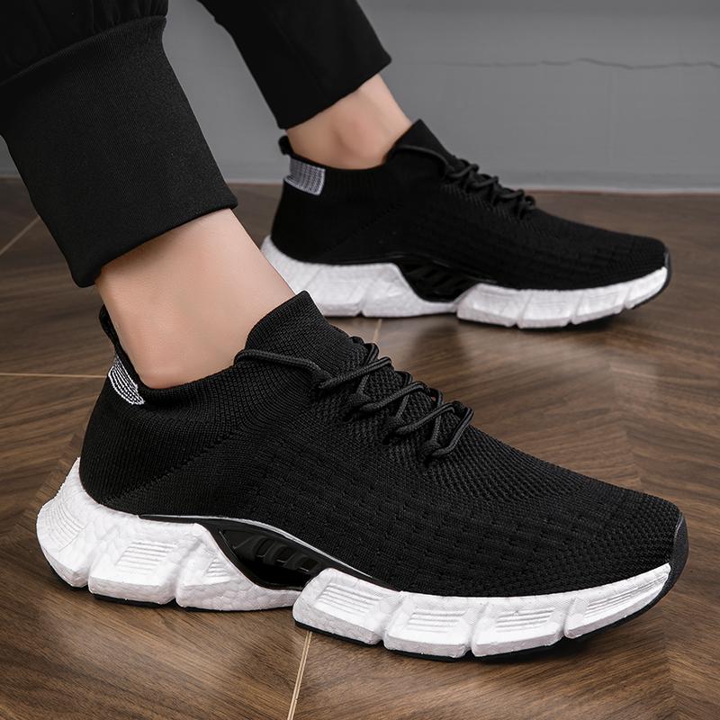 Breathable Knitted Sneakers 2025 Men's Casual Fashion Sports Shoes Running Socks Outdoor Walking Training Tennis Shoes Couple