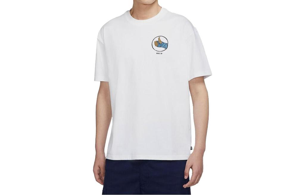 Nike SB T Shirts Men's White Crew Neck Moderate Straight Fit DV2679-100