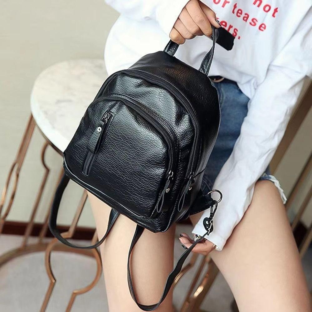 Black Small Backpack High Quality School Bag Fashion Women Backpacks  Ladies
