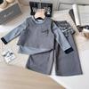 Girls' Korean Style Three-Piece Outfit: Fashionable Vest, Base Shirt & Long Pants for Autumn & Spring (AQB005)