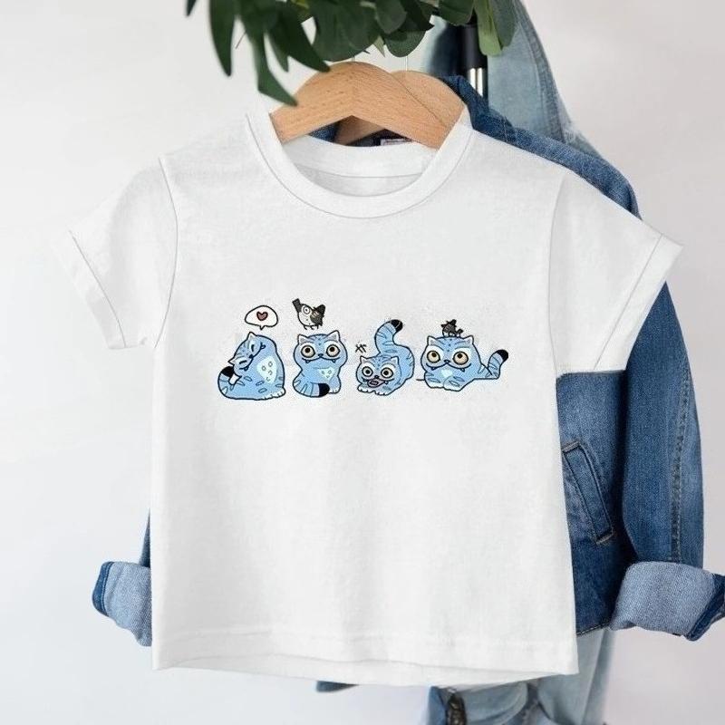 KPop Demon Hunters Tiger T-shirt Baby Girls Boys New Cartoon Tee Cute Tiger Print Crew Neck Cool Kids Tee Movie T-shirts