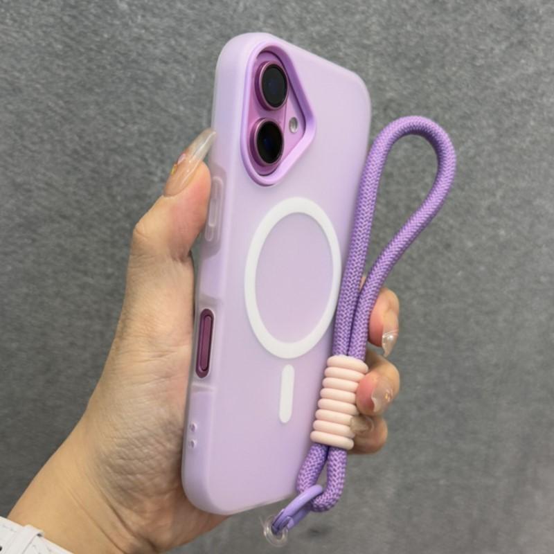 Luxury 3 IN 1 For Magsafe Lanyard Case for iPhone 16 15 14 Plus 13 12 Pro Max Wireless Charge Magnetic Clear Matte Soft Cover