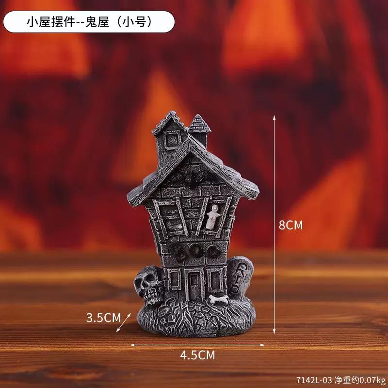 Halloween Party Pumpkin Haunted House Decorations Resin Props Ornaments Desktop Atmosphere Creative Mini Haunted House Ornaments