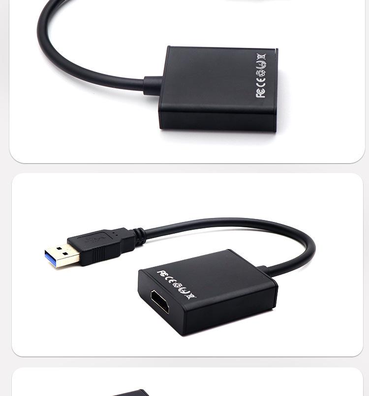 USB 2.0 To HDMI Adapter Cable, Aluminum Alloy, HD 1080P Extender