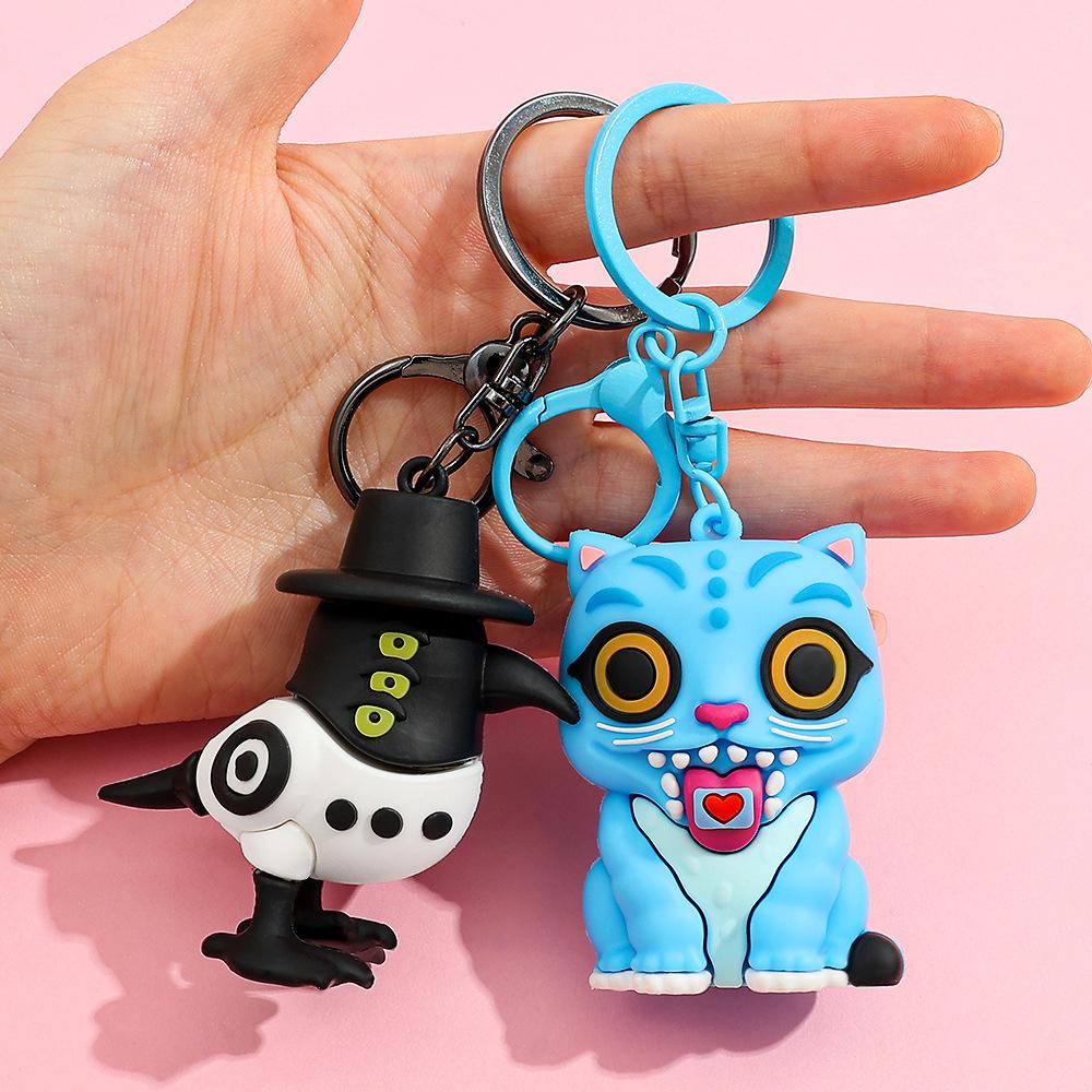 New KPOP Demon Hunters Keychain, Tiger Character PVC Figure Keychain, Cute Harajuku Style Key Ring for Kids & Fans Halloween