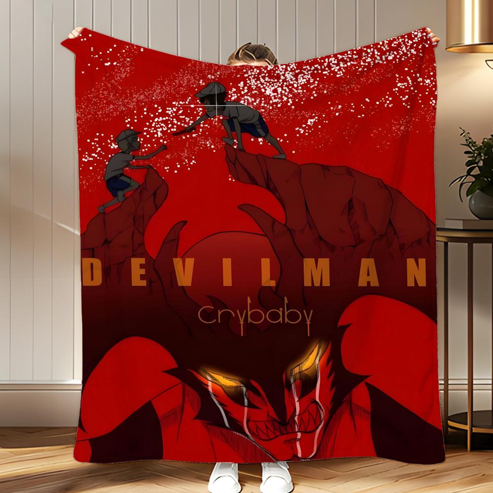 anime Devilman Crybaby Throw Soft Coral Fleece Blanket 310gsm Fluffy Warm Throw for Sofa Bed Couch Bedroom Decor