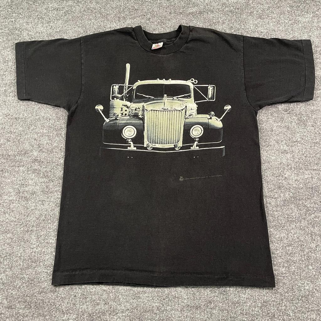 Vintage 1990s Mack-Truck B-61 Trucker Art Shirt Large 21x28 Black