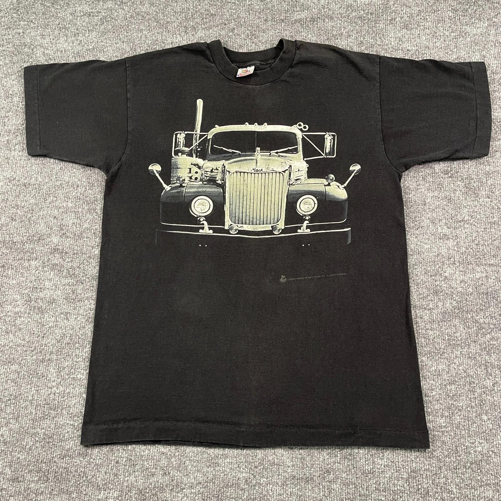 Vintage 1990s Mack-Truck B-61 Trucker Art Shirt Large 21x28 Black 3XL