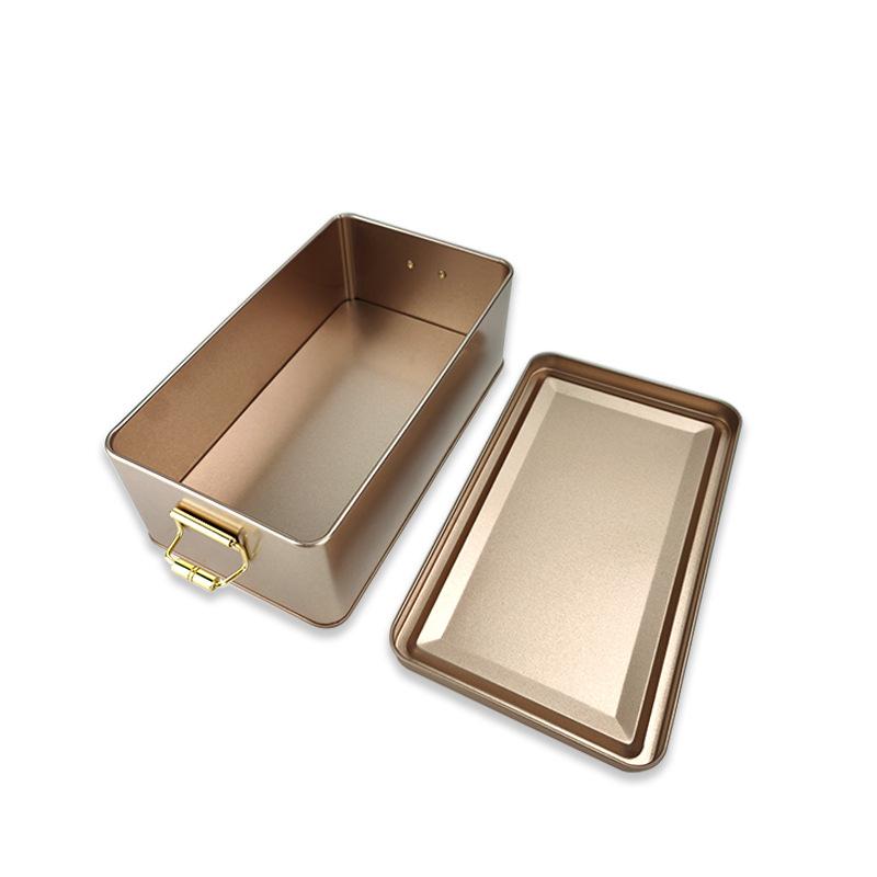 Old-Fashioned Rectangular Tinplate Box With Lid High Quality Metal Storage Box Cake Packaging Box Durable With Buckle Candy Box