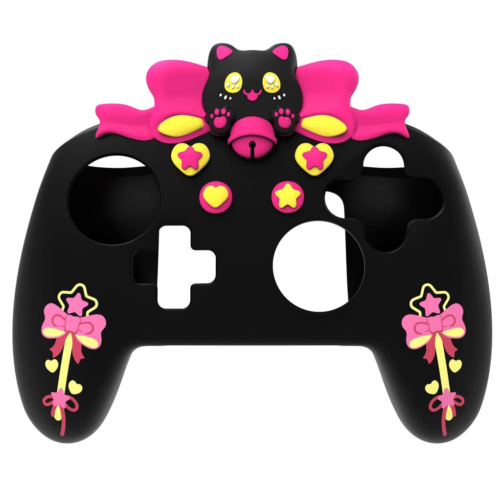 PlayVital Sweetheart Kitty Silicone Cover for Switch Pro Controller Cute Grip Joystick Grip and Protective Silicone Case for Switch Pro Controller -