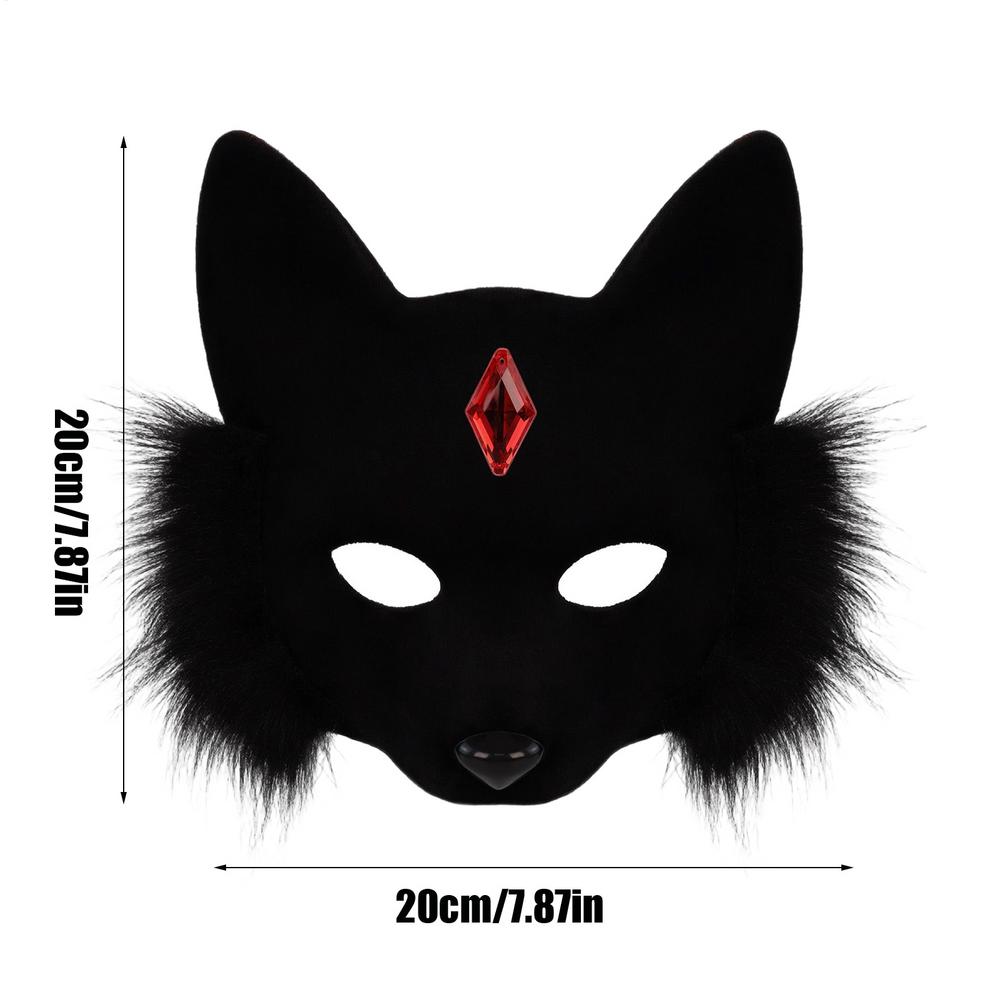 Face Cover Costume Cat Breathable Halloween Headwear Faux Face Cover With Gems For Adults Kids Christmas Holiday Masquerade