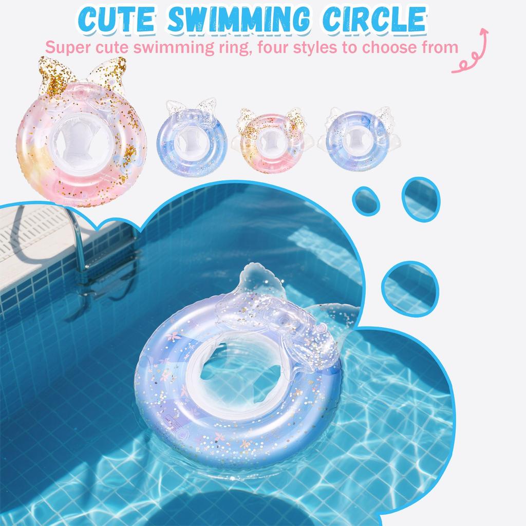 Glitter Rose Gold Pool Float, Inflatable Bow Pool Float Swimming Ring Buoyant Pool Float Toy, Vacation Decoration Toy Swimming Ring