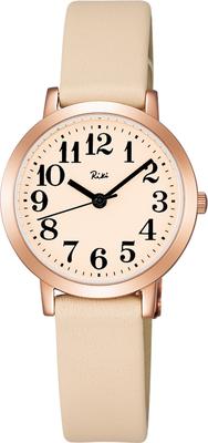 RIKIWATANABE with Curved Inorganic Water Resistant for Daily Quartz and Cowhide Leather Women's Watch, AKQK410, Crystal, Use, Movement, (Calf