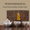 Enamel Glazed Silver Tea Pot – 1-Piece Tea Set, 999 Pure Silver Teapot for Brewing Tea, High-End Home Tea Set, Handmade Tea Set