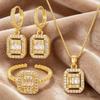 Elegant European-American Classic Hollow Square Pendant Necklace & Jewelry Set