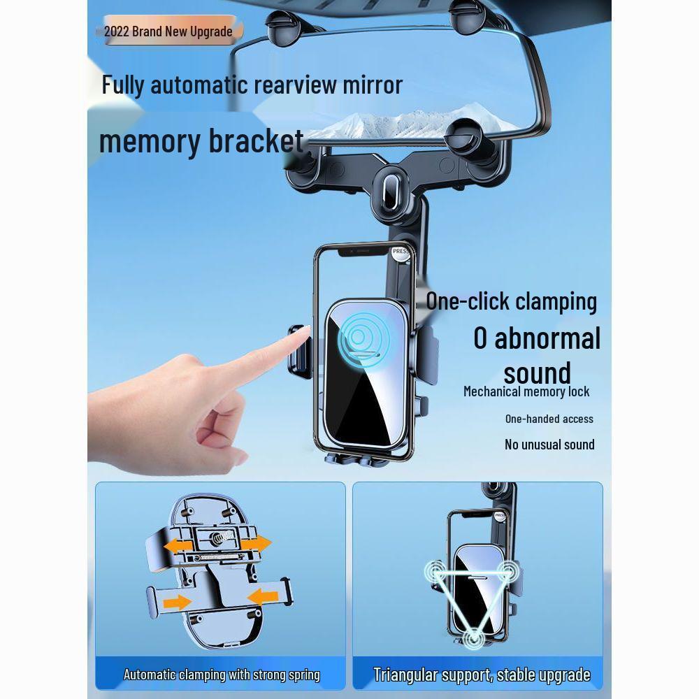 Rearview Mirror 360° Universal Phone Mount for Recording with Anti-Shake Stability