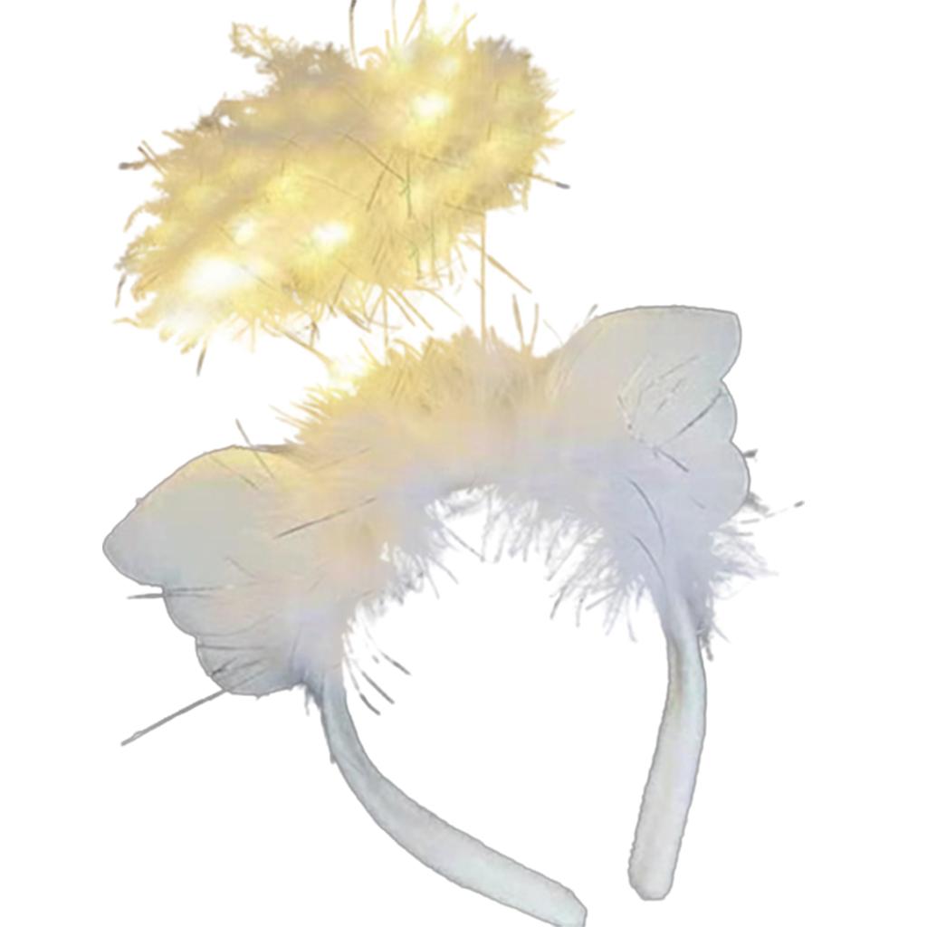 LED Feather Headband Angel Halo Headwear for Birthday Graduation Party Supplies