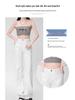 White Women's High-Waisted Wide-Leg Jeans - Slimming Petite Straight Floor-Length Pants for Summer