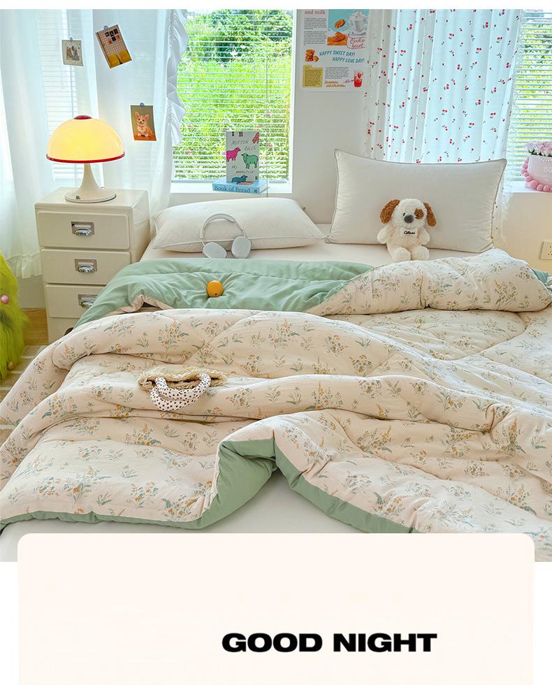 Class A Double-layer Gauze Washed Cotton Quilt - Thickened and Warm for Winter and Spring (3-4 lbs) Single Quilt Core