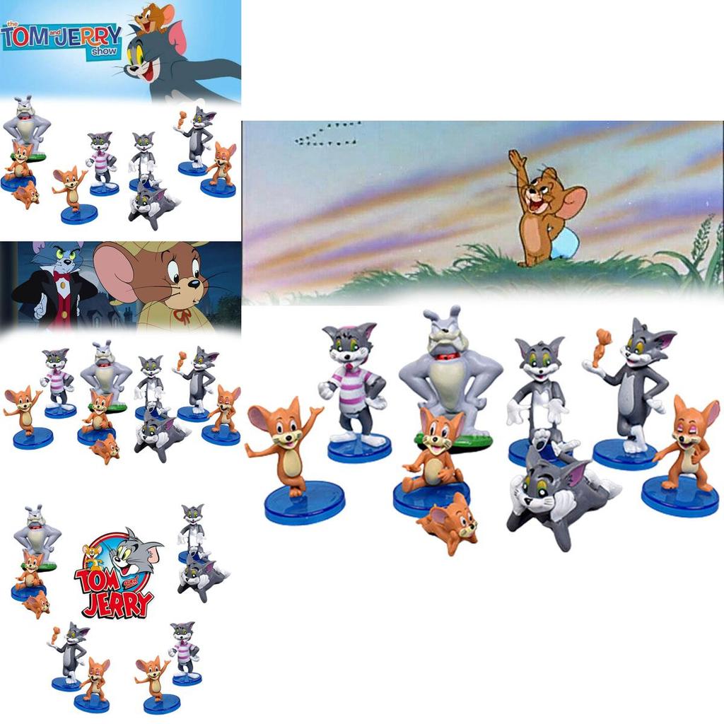Miquelpw Tom Jerry Action Figures Cute 9pcs/set For Collectors And Cartoon Lovers