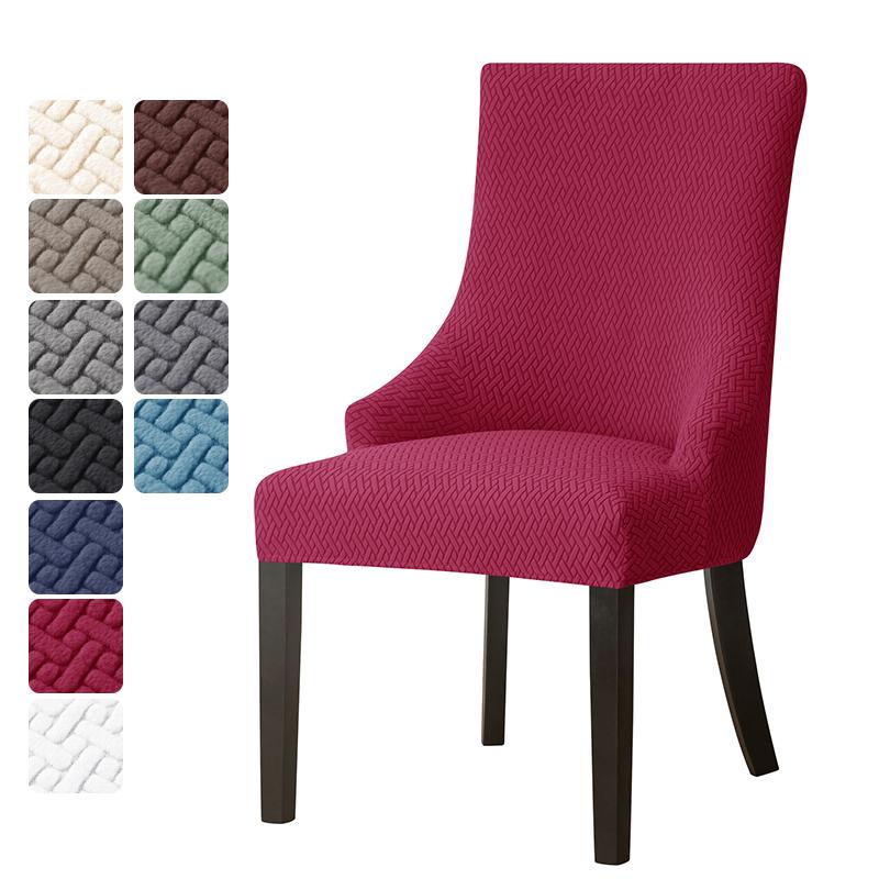 Jacquard Dining Chair Covers Elastic High Back Sloping Chair Cover Strech Accent Wedding Chairs Seat Slipcover for Home Party