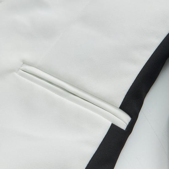 Men Suit Coat Lapel Notch Collar Single Button Long Sleeves Contrast Color Slim