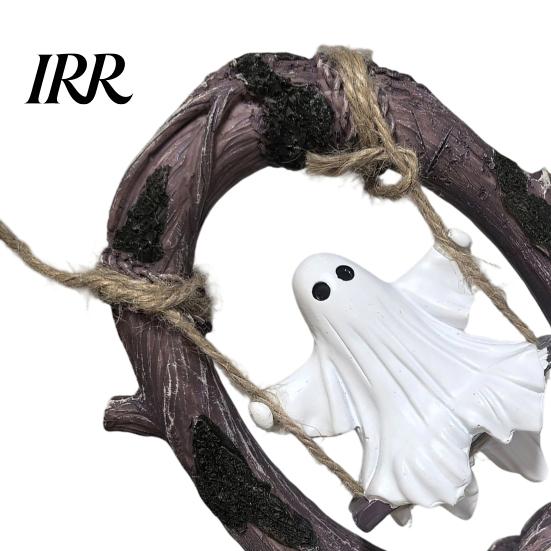 Halloween Spooky Tree Swing Decor Ghost On Decor, Resin Figurine with Vintage for Home Base, Festive Party Tabletop Ornament, Trick or Treat Gift Cute