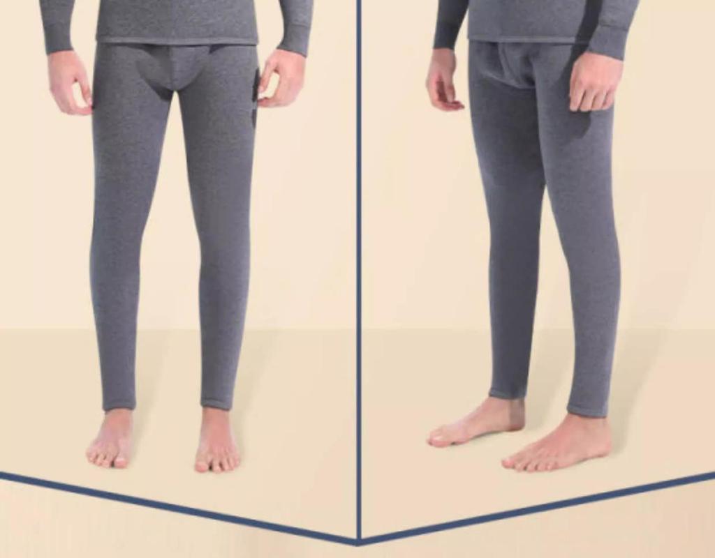 Men's Slim Yellow Velvet Thermal Suit - Warm Winter Round Neck Underwear for Middle-Aged