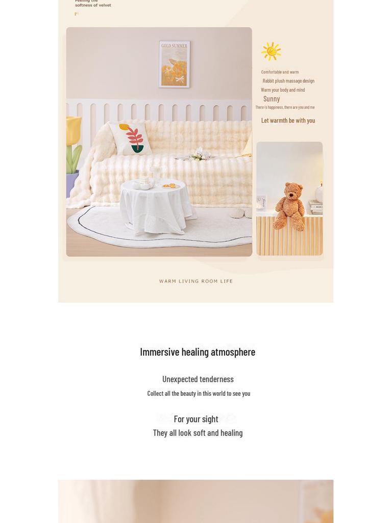 Kaninchen Plüsch Rutschfestes Winter Sofa Handtuch - Dicke Kratzfeste Blasen Samt Abdeckung