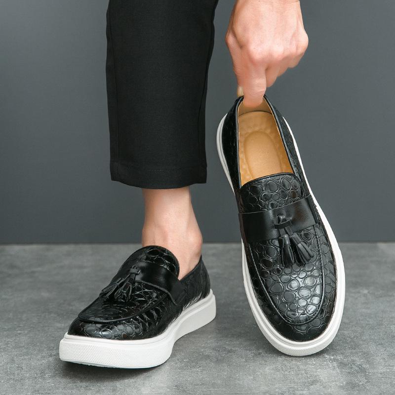 2024 Plus Size Tassel Leather Loafers - European & American Fashion Slip-Ons for Men