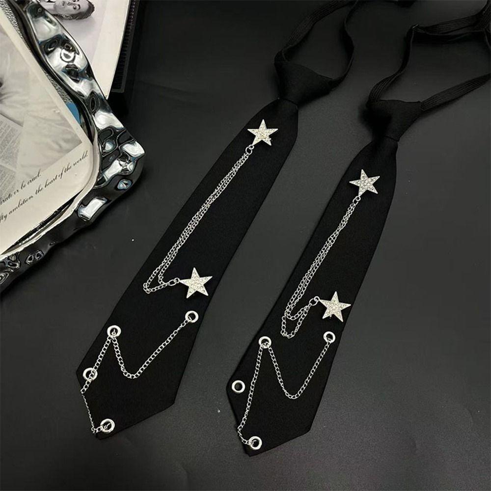 Vintage JK Neck Tie Pre-tied Streetwear Cravat Japanese Punk Neck Tie for Stylish Shirts