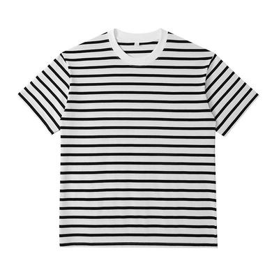 Men's Summer Striped Round Neck Loose T-Shirt - Fashionable & Comfortable, Unisex Style