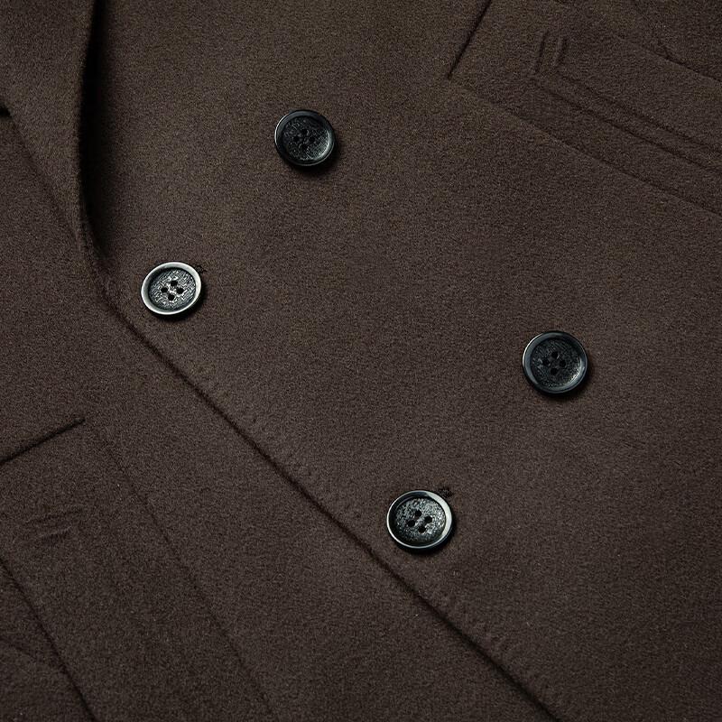 ROMON Men's Double-breasted Wool Blend Overcoat with Detachable Goose Down Liner