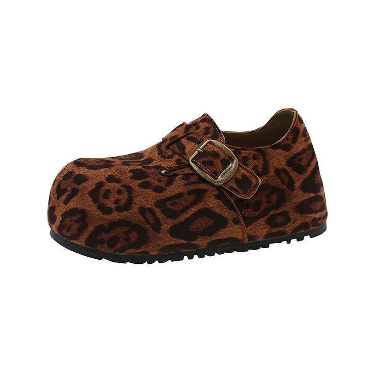 

[Ушилай] 2025 осень новые туфли бокен на платформе капибара женская мода круглый носок повседневная обувь 40 леопардовый